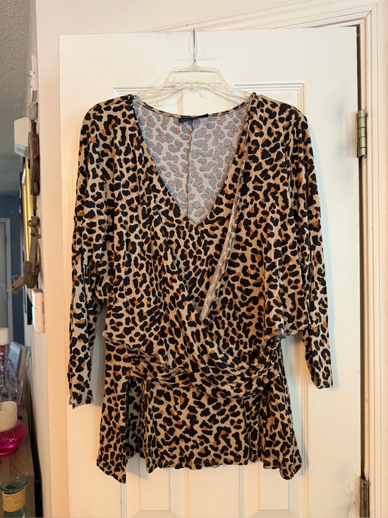 Lane Bryant Tops - Lane Bryant Leopard Print Surplice Top - Tan and Black